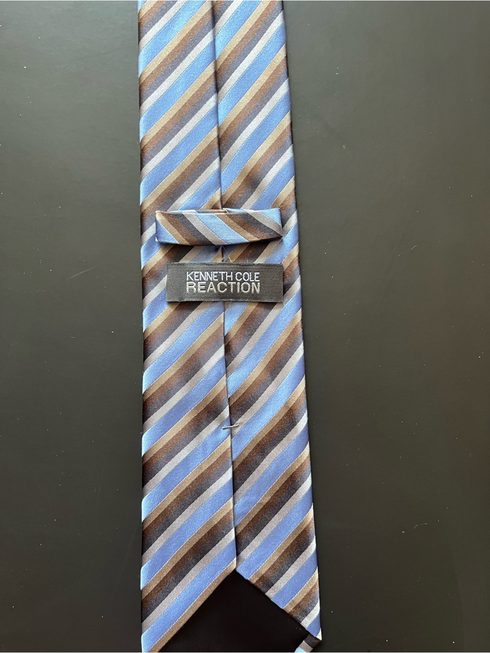 Kenneth Cole Reaction Blue and Brown Diagonal Stripe Tie